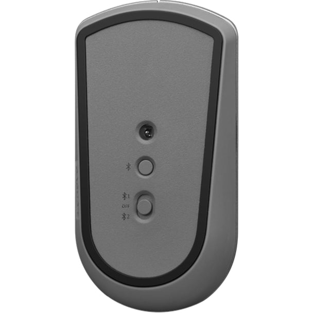 Bottom view of Lenovo 600 Bluetooth Silent Mouse showing connection controls and sensor