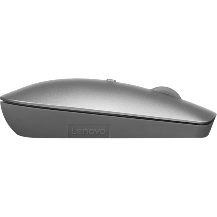 Side profile view of Lenovo 600 Bluetooth Silent Mouse showing its slim design and Lenovo branding