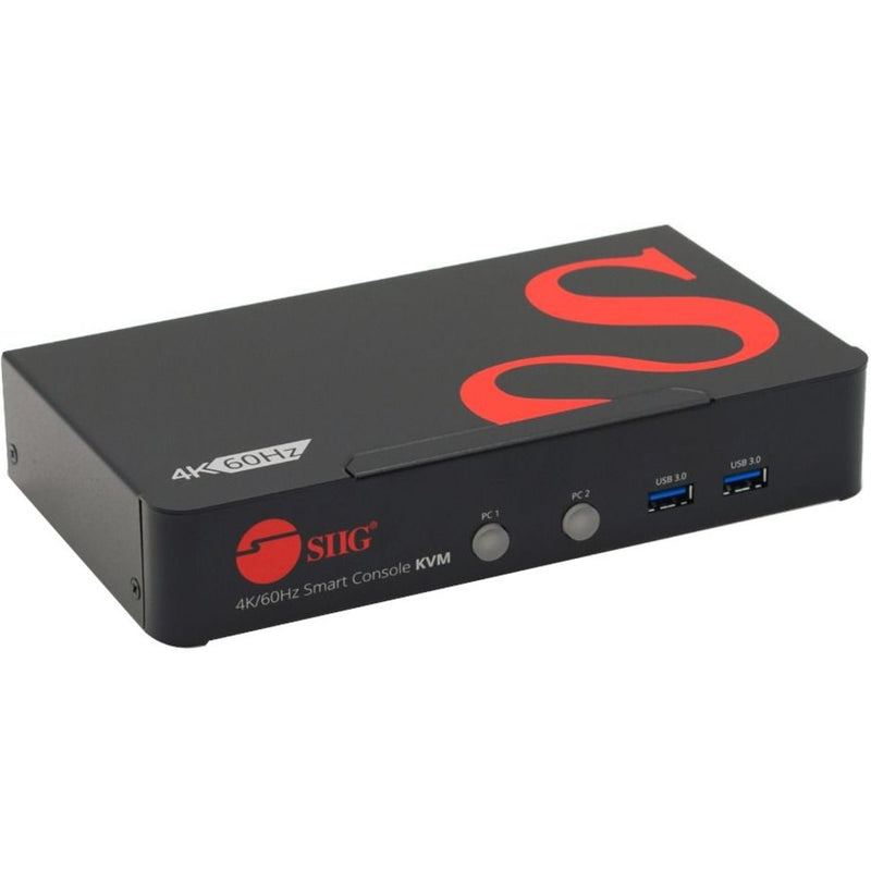 Front view of SIIG KVM switch showing control buttons and USB ports