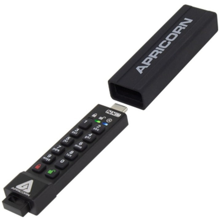 Apricorn Secure Key 3NXC shown with separated keypad unit and storage component