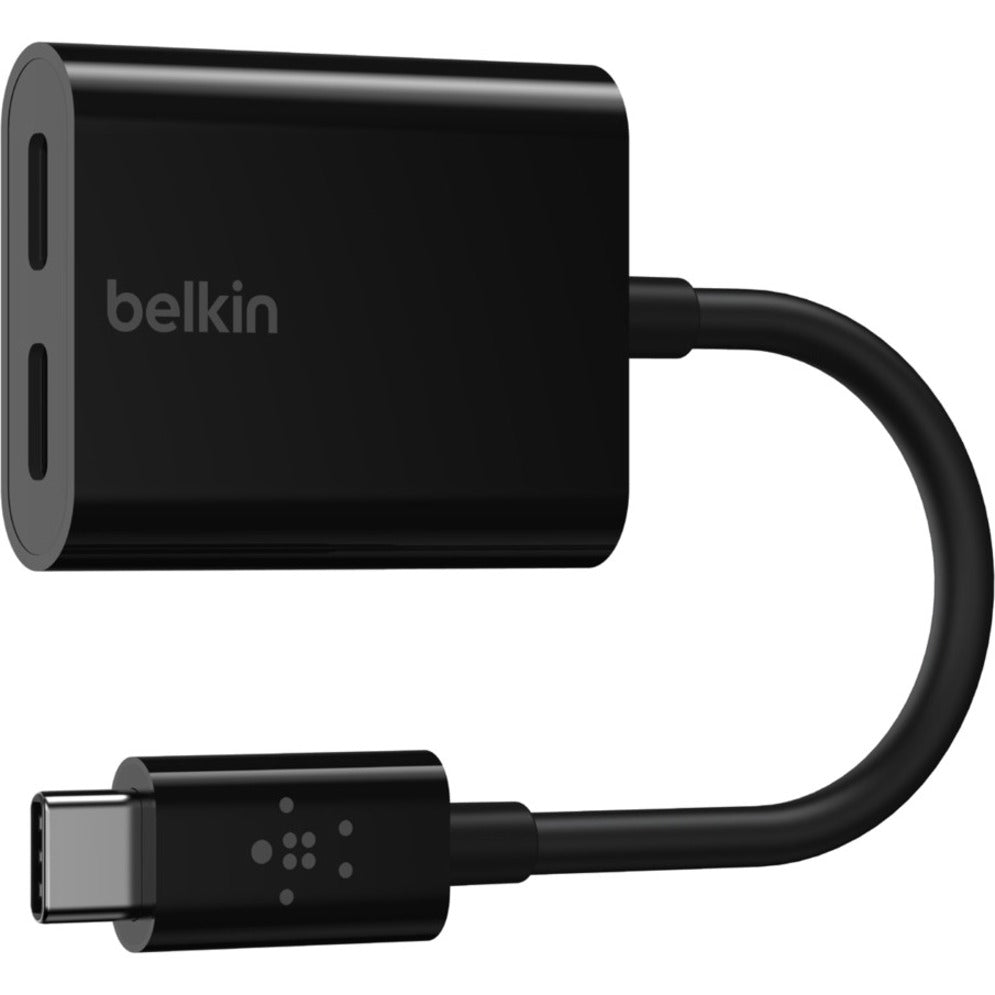 Belkin F7U081BTBLK CONNECT USB-C Audio + Charge Adapter, Plug and Play, Charging