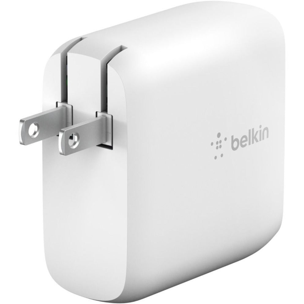 Belkin BoostCharge Dubbele USB-C GaN Muur Lader 68W en USB-C Kabel Laptop Chromebook Opladen - Voedingsadapter (WCH003DQ2MWH-B6) Stopgezet Stopgezet