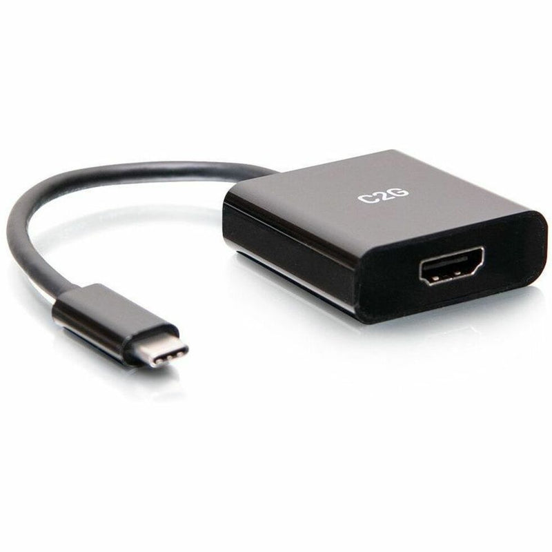 C2G USB-C to HDMI adapter showing the main body and cable connection from side angle