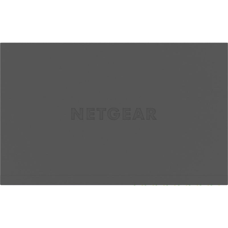 Top view of Netgear GS516PP switch showing metal housing and embossed branding