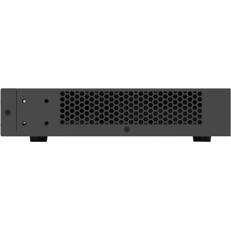 Side view of Netgear GS516PP switch showing honeycomb ventilation pattern