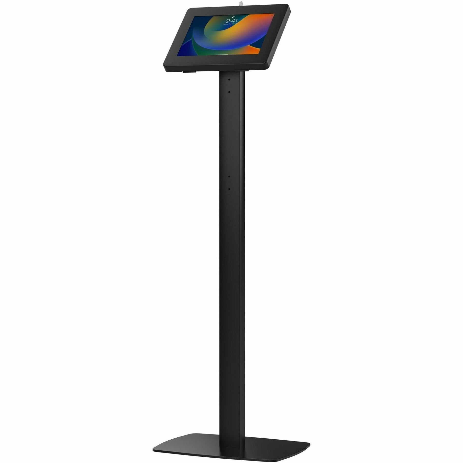 CTA Digital PAD-CHKB Premium Thin Profile Floor stand with Security Enclosure (Black), Scratch Resistant, 360° Rotation, Heavy Duty, Weighted Base, Anti-theft, Cable Management