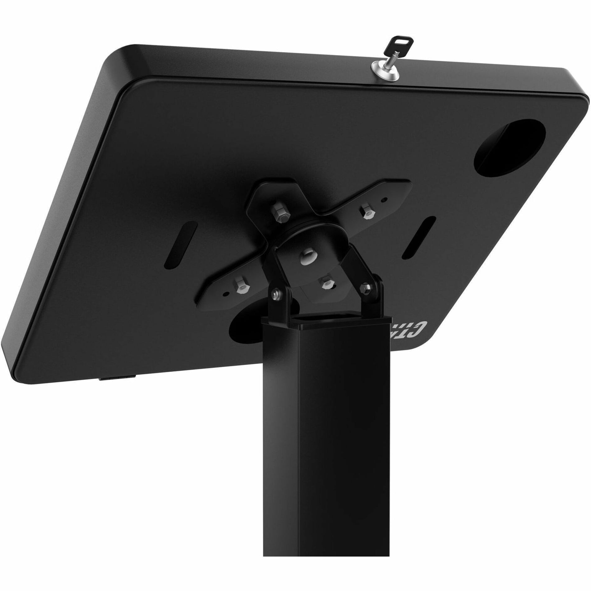 CTA Digital PAD-CHKB Premium Thin Profile Floor stand with Security Enclosure (Black), Scratch Resistant, 360° Rotation, Heavy Duty, Weighted Base, Anti-theft, Cable Management