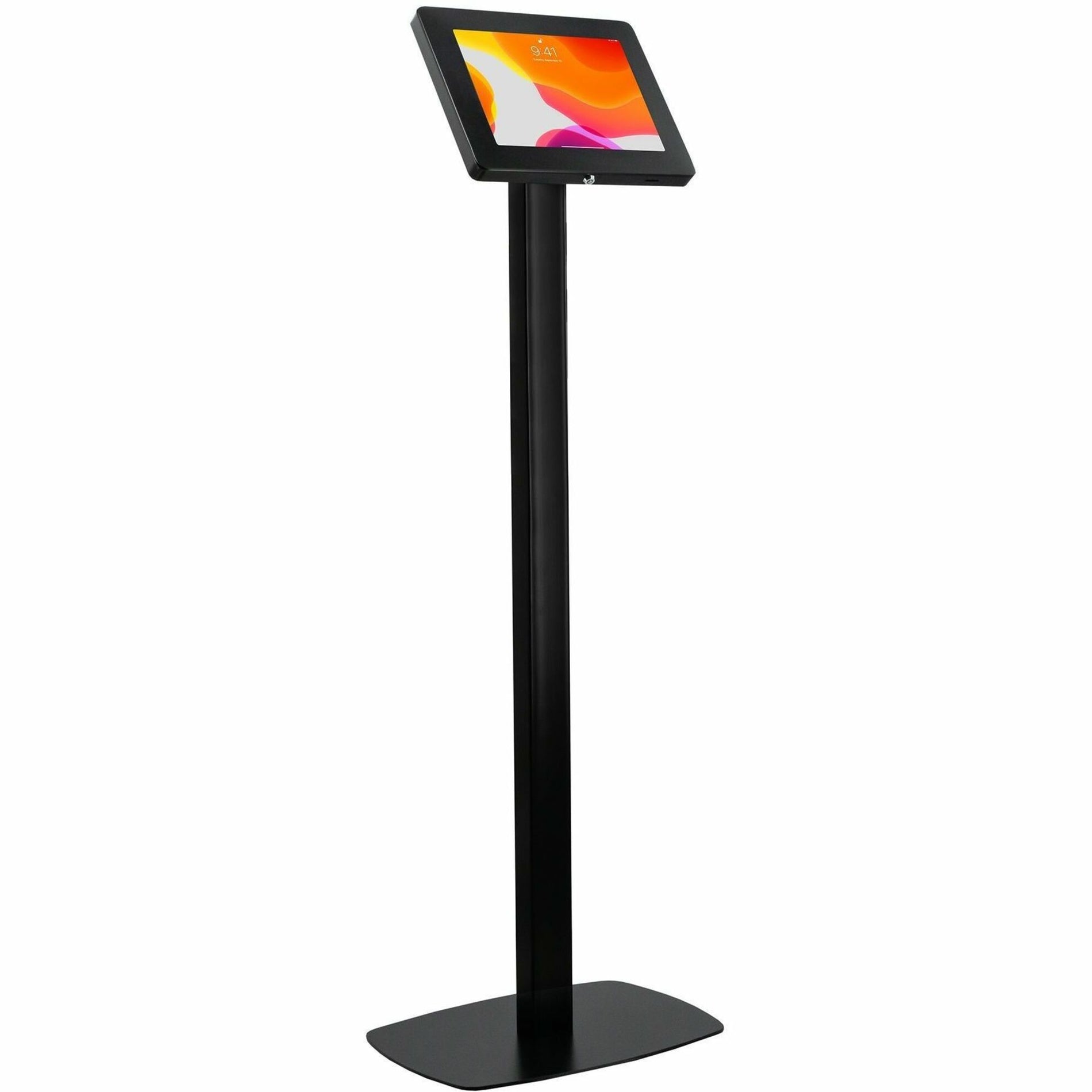 CTA Digital PAD-CHKB Premium Thin Profile Floor stand with Security Enclosure (Black), Scratch Resistant, 360° Rotation, Heavy Duty, Weighted Base, Anti-theft, Cable Management