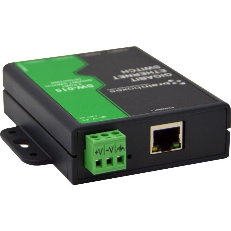 Brainboxes SW-015 Kompakter 5-Port-Gigabit-Ethernet-Switch DIN-Schienenmontierbar Temperaturbereich +14F bis +140F 