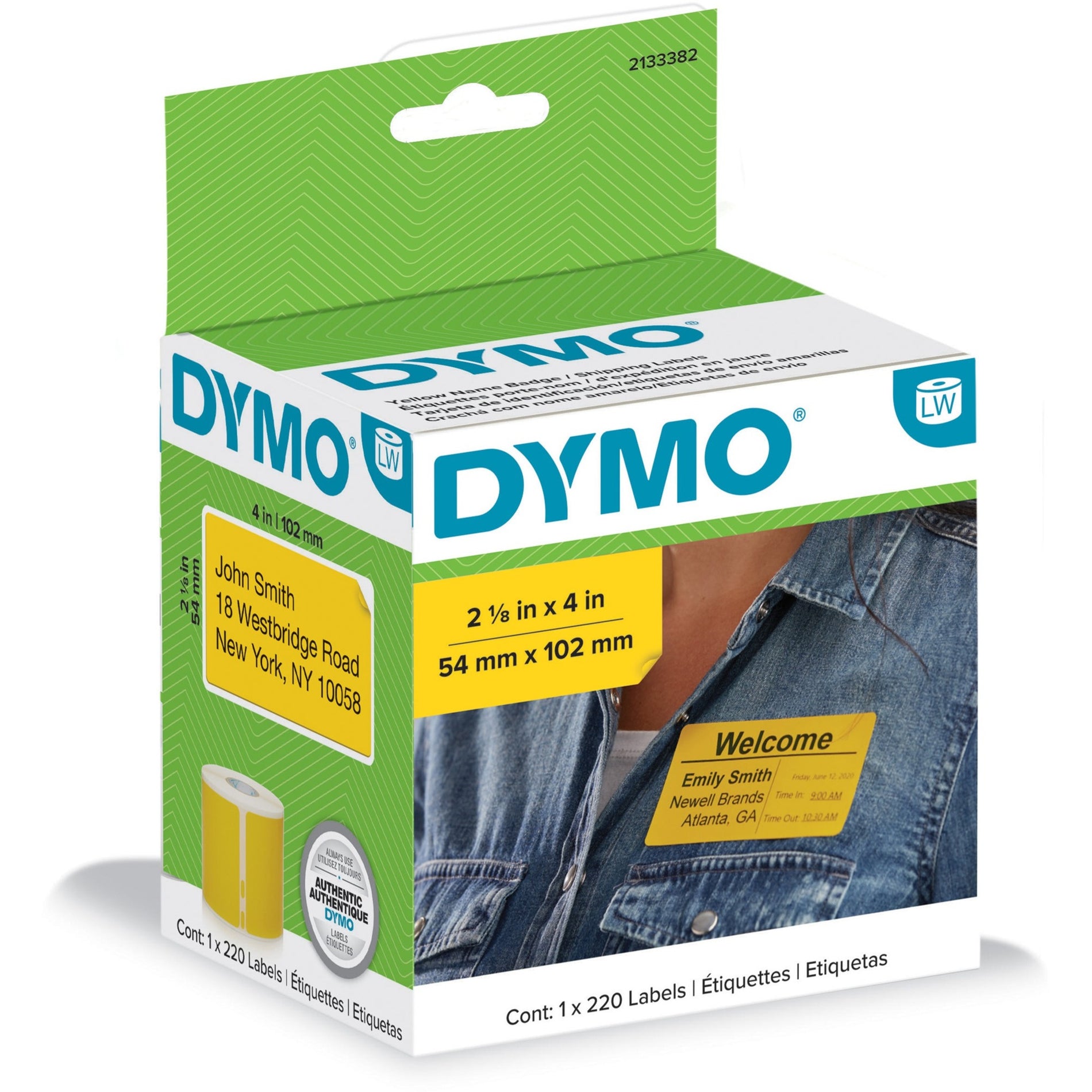 Dymo 2133382 标签写字机名牌标签，胶粘，耐用，强，黄色 戴姆勒品牌 戴姆勒