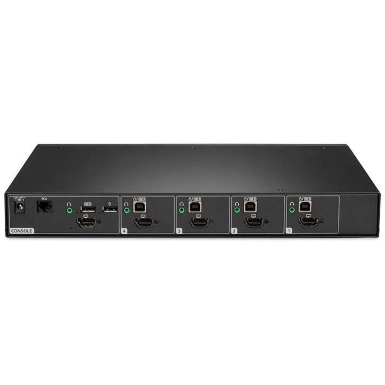 Rear view of Cybex SC840DPH secure KVM switch showing all connection ports and security features