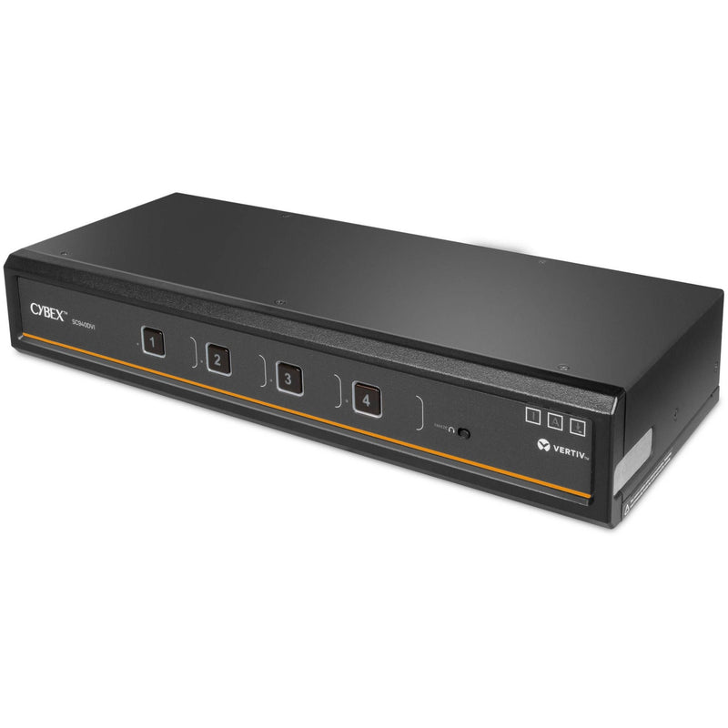 Side angle view of Cybex SC940DVI secure KVM switch emphasizing user interface design