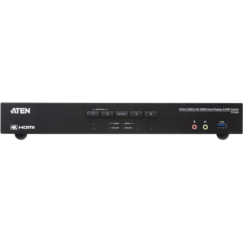 Straight-on view of ATEN CS1844 KVMP Switch showing complete front panel interface