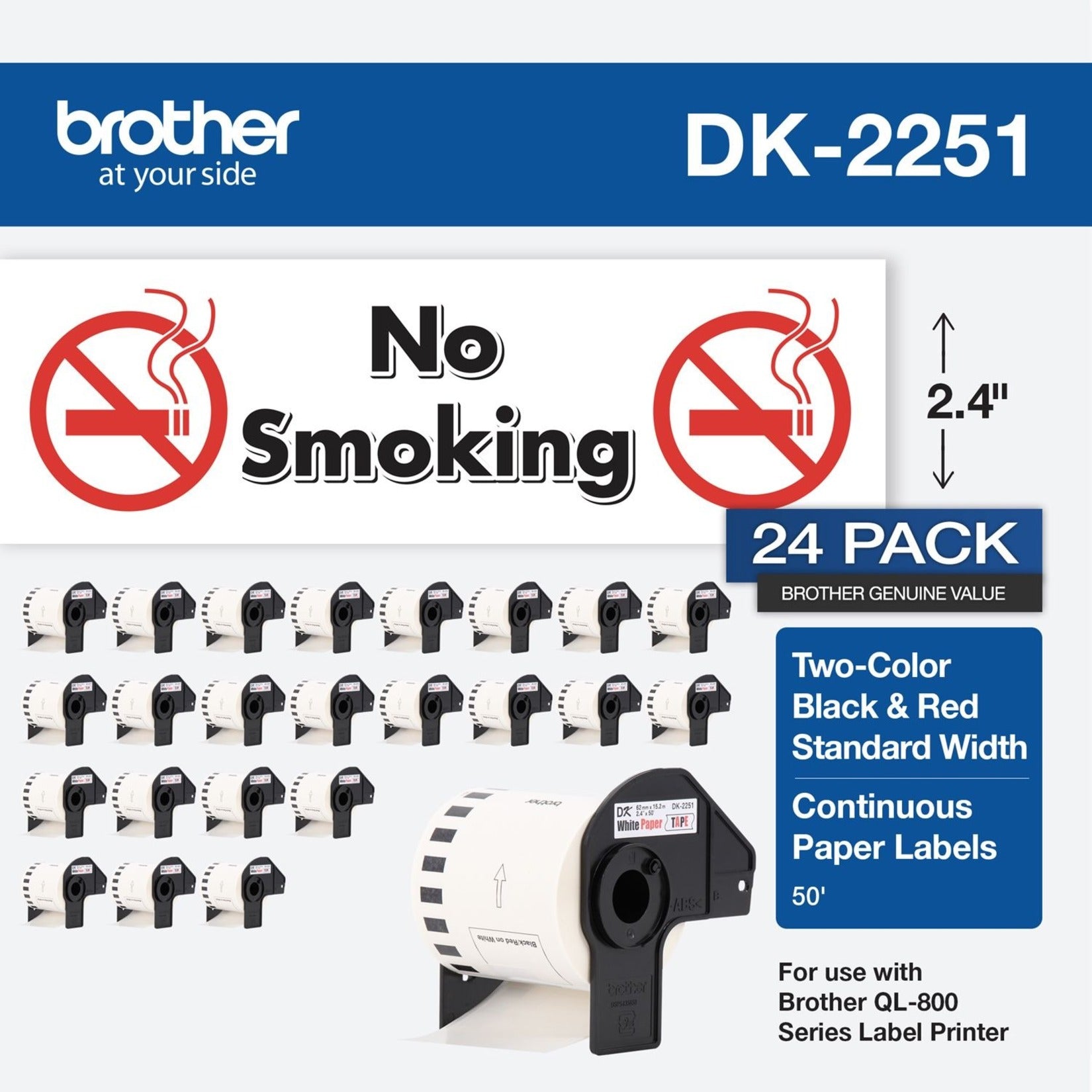 Brother DK225124PK DK Multipurpose Label Beschichtetes Papier Langlebig Robust Stark 24 Rollen 