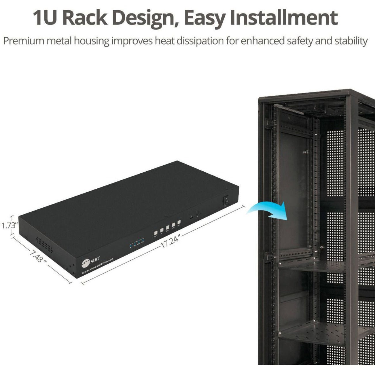 SIIG CE-H26F11-S1 3x3 Processeur de Mur Vidéo 4K avec Entrée USB-C/DP/VGA/HDMI Contrôle Facile du Mur Vidéo