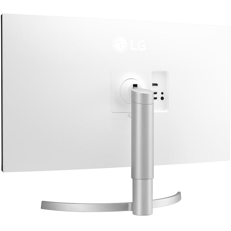 Close-up of LG 32BN67U-B monitor rear panel showing ports and design elements