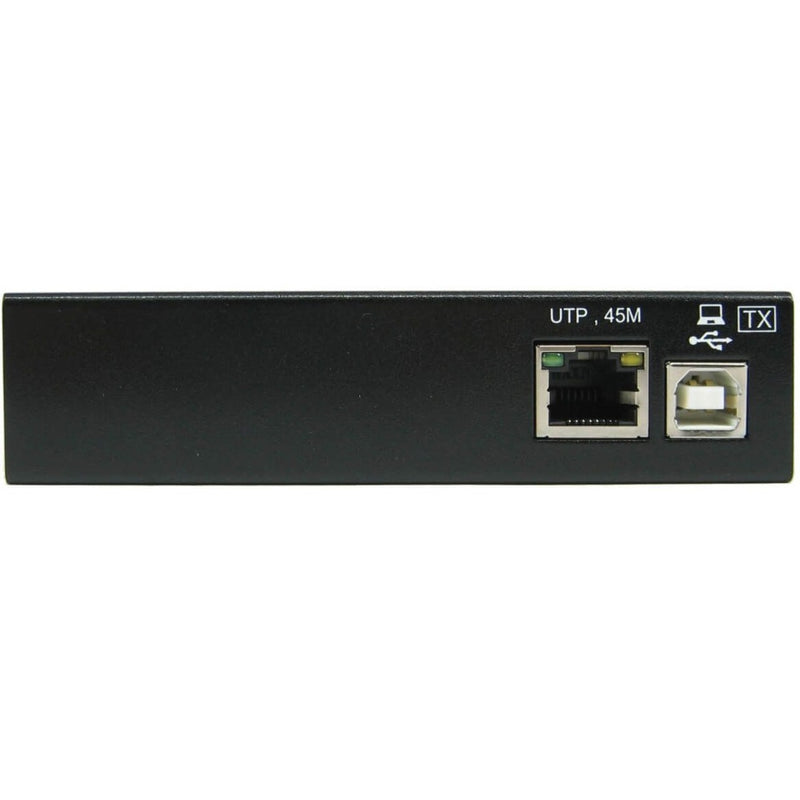 Close-up front view of Tripp Lite B203-101-IND transmitter showing USB and network ports