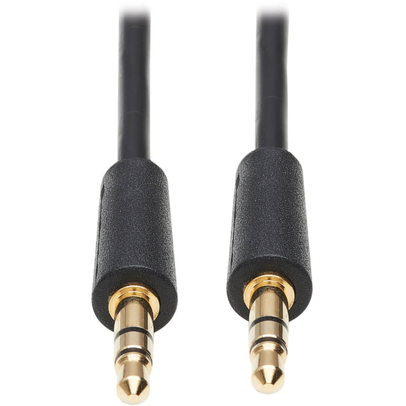 Close-up of 3.5mm audio connector showing gold-plated contacts