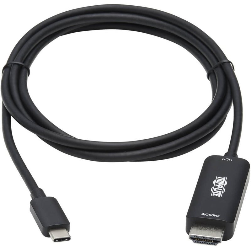 Full length view of Tripp Lite U444-006-HDR2BE USB-C to HDMI cable showing 6-foot cable coiled