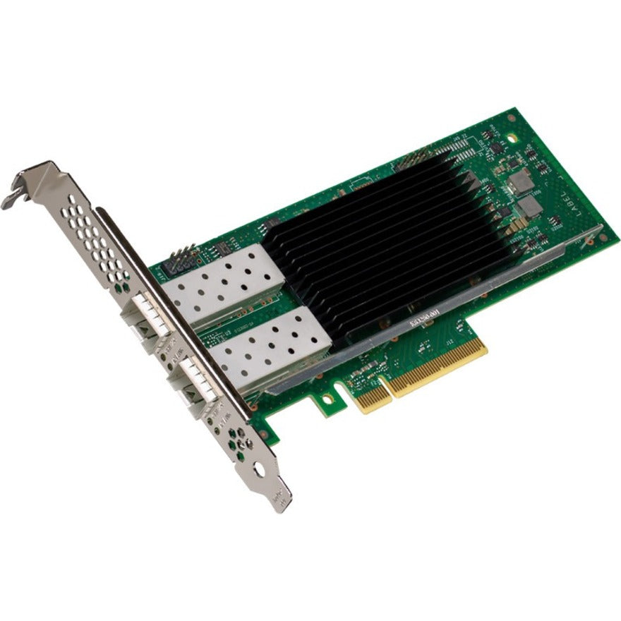 Intel E810-XXVDA2 Ethernet Network Adapter featuring dual SFP28 ports, black heatsink, and PCIe 4.0 x8 interface-alternate-image1