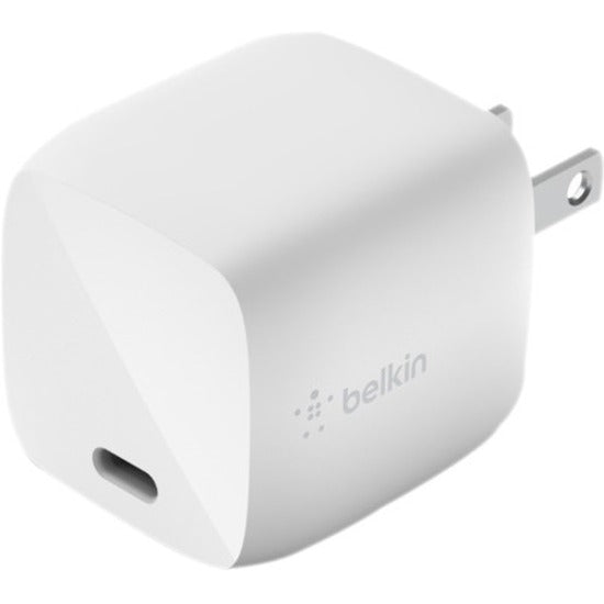 Angled view of Belkin GaN charger showing sleek design elements