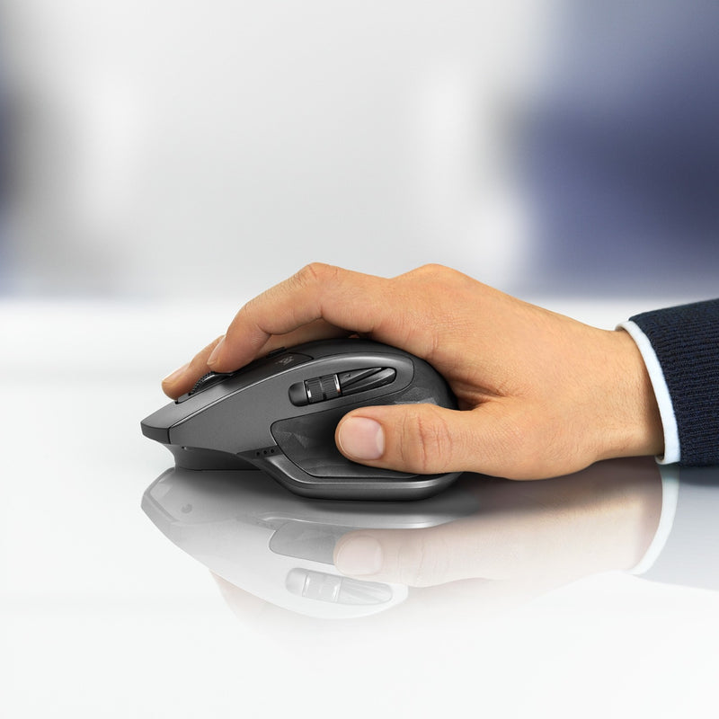 Hand demonstrating ergonomic grip on Logitech MX Master 2S mouse