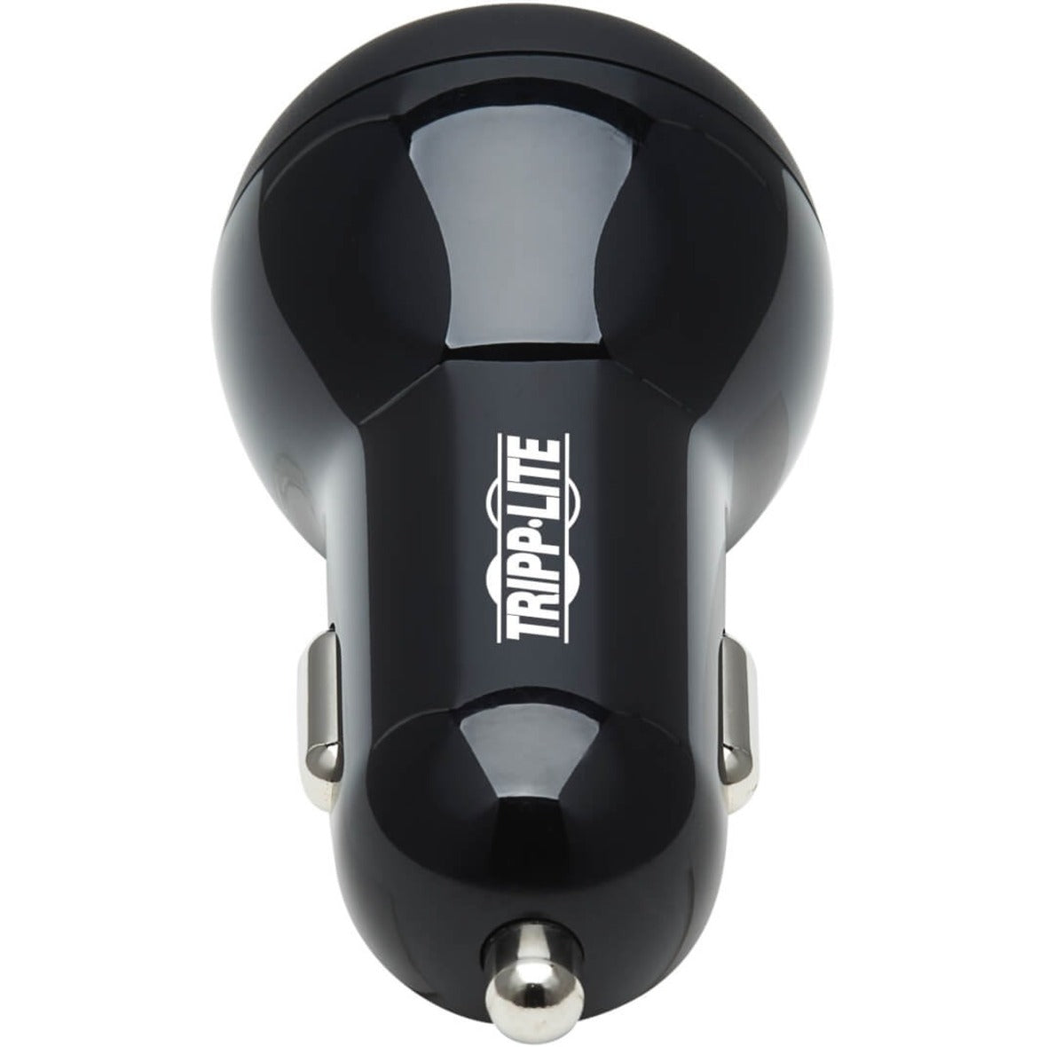 Rear angle view of Tripp Lite car charger highlighting glossy finish and premium design-alternate-image5