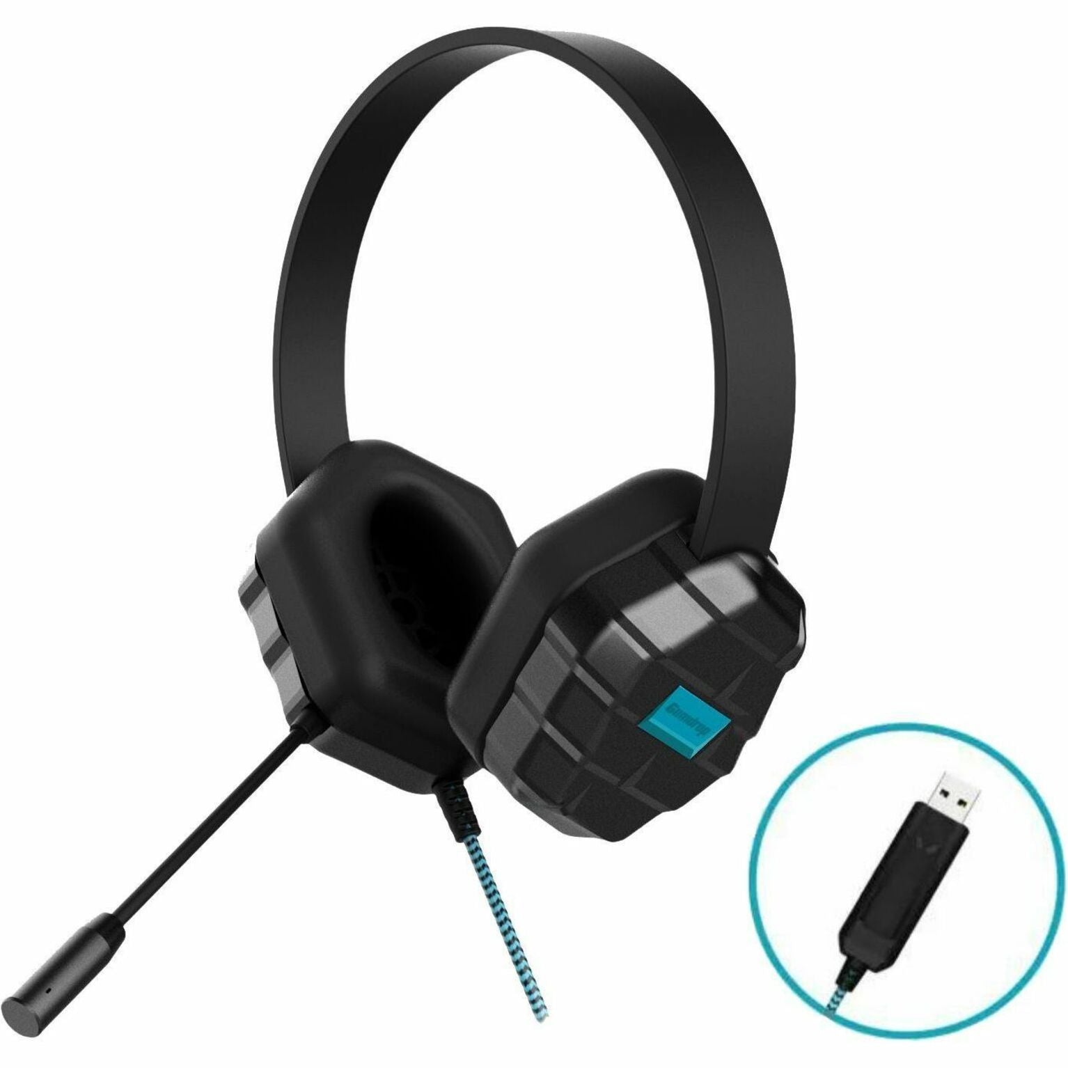 Gumdrop 01H012 DropTech USB B2 Headset with Volume Adjuster and Microphone, Durable, Plug and Play, Black