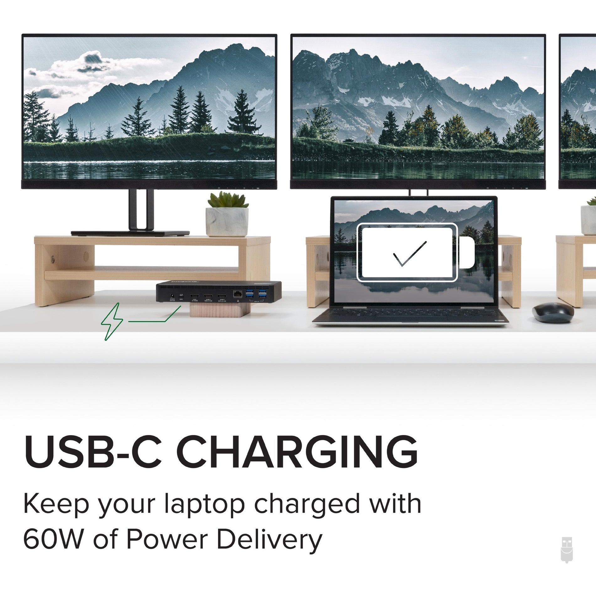 Plugable UD-3900PDZ Station d'accueil USB-C Triple HDMI Chargement de portable Compatible avec Thunderbolt 3 ou USB C Dock pour systèmes Windows et Mac