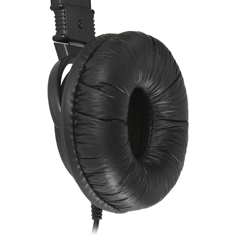 Detailed view of leatherette ear cushion showing padding and material texture