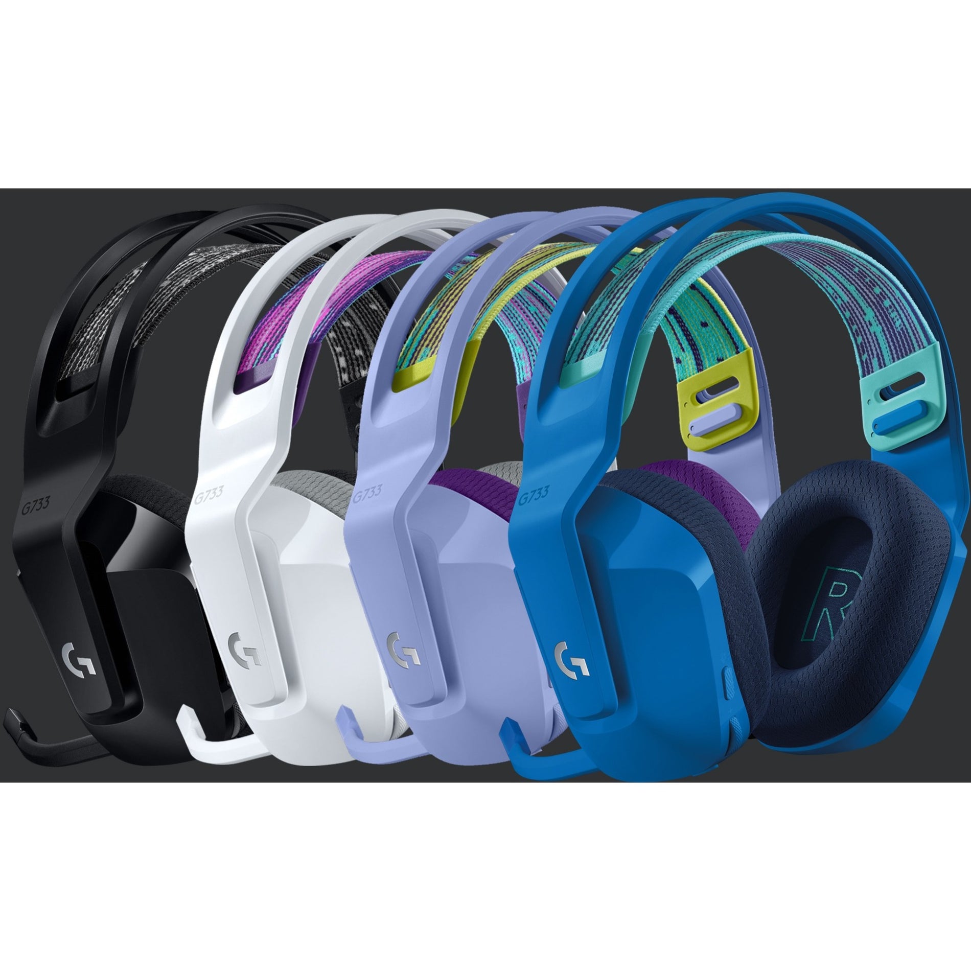 赛睿 981-000889 G733 无线 RGB 游戏耳机，舒适，轻巧，浅紫色 罗技品牌 罗技