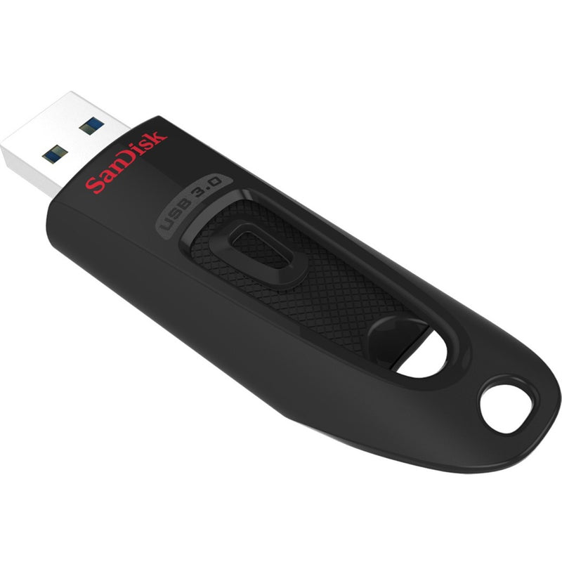 Detailed view of SanDisk Ultra USB drive showing construction quality and USB connector