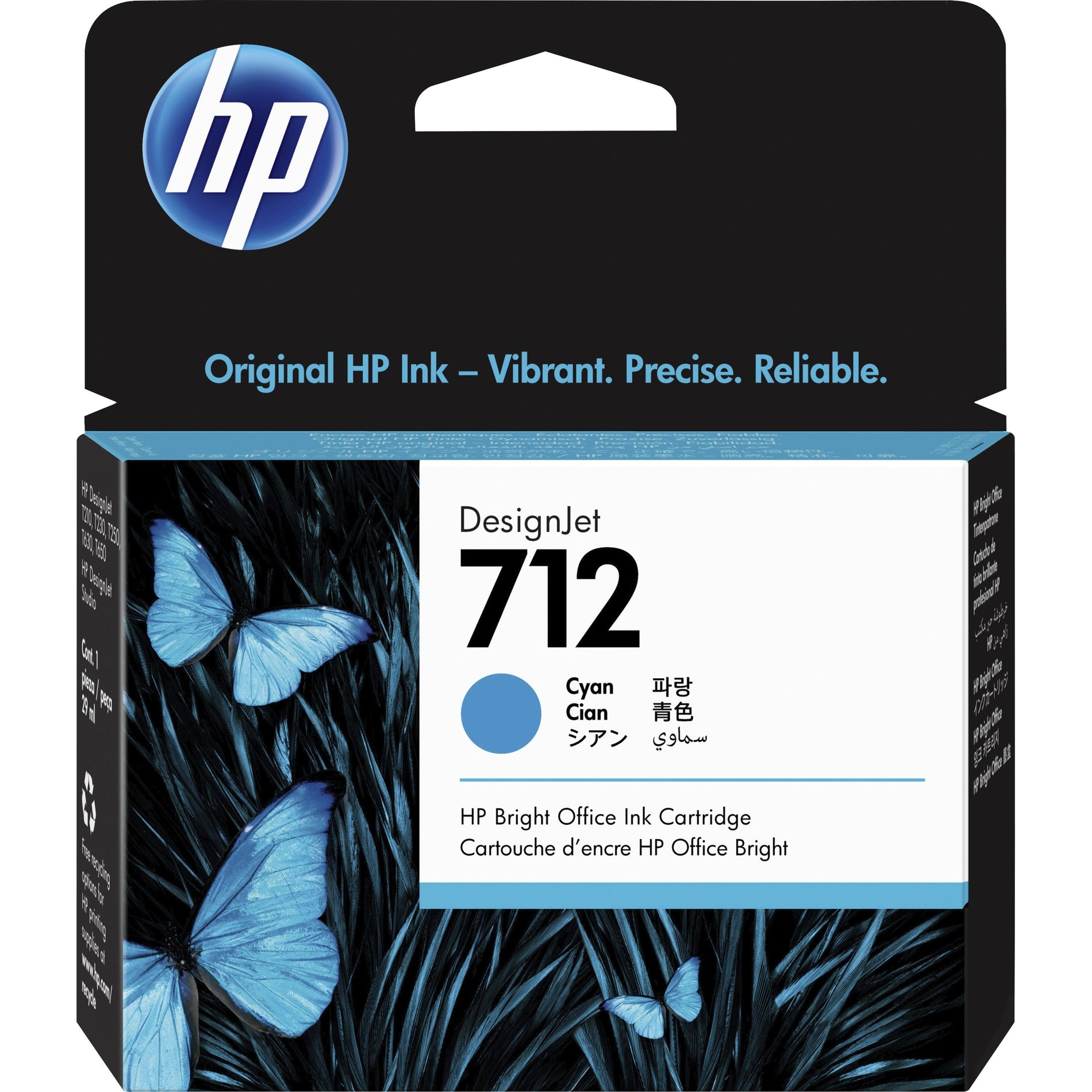 HP 3ED67A 712 Cartouche d'encre Cyan - Cartouche d'encre originale