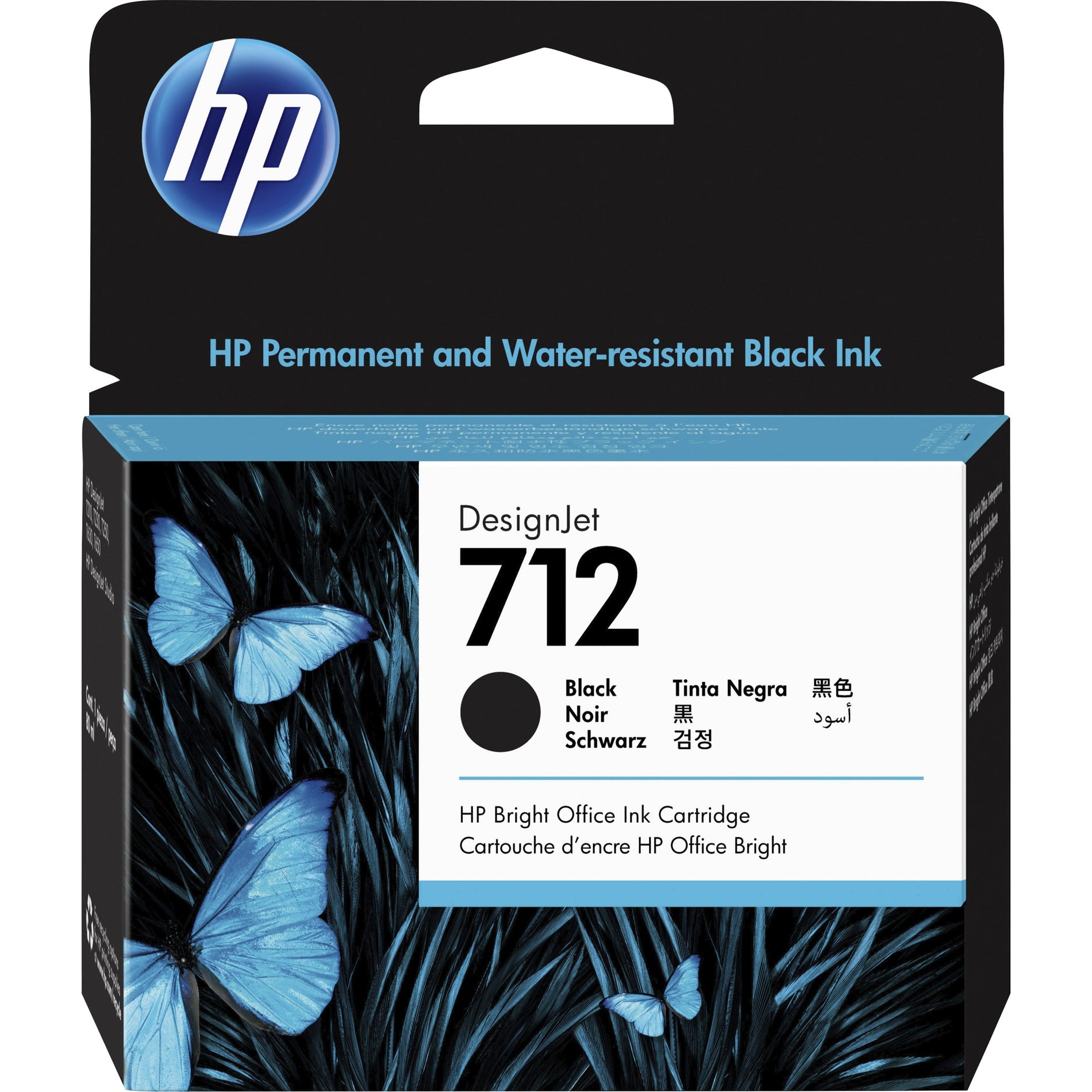 HP 3ED71A 712 Ink Cartridge, High Yield Black - Original, 80 mL