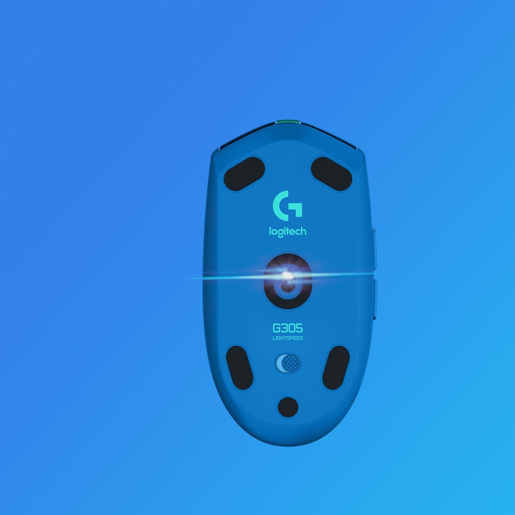 Bottom view of Logitech G305 gaming mouse showing HERO sensor and glide pads-alternate-image2