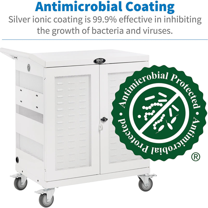 Infographic showing antimicrobial coating technology and effectiveness