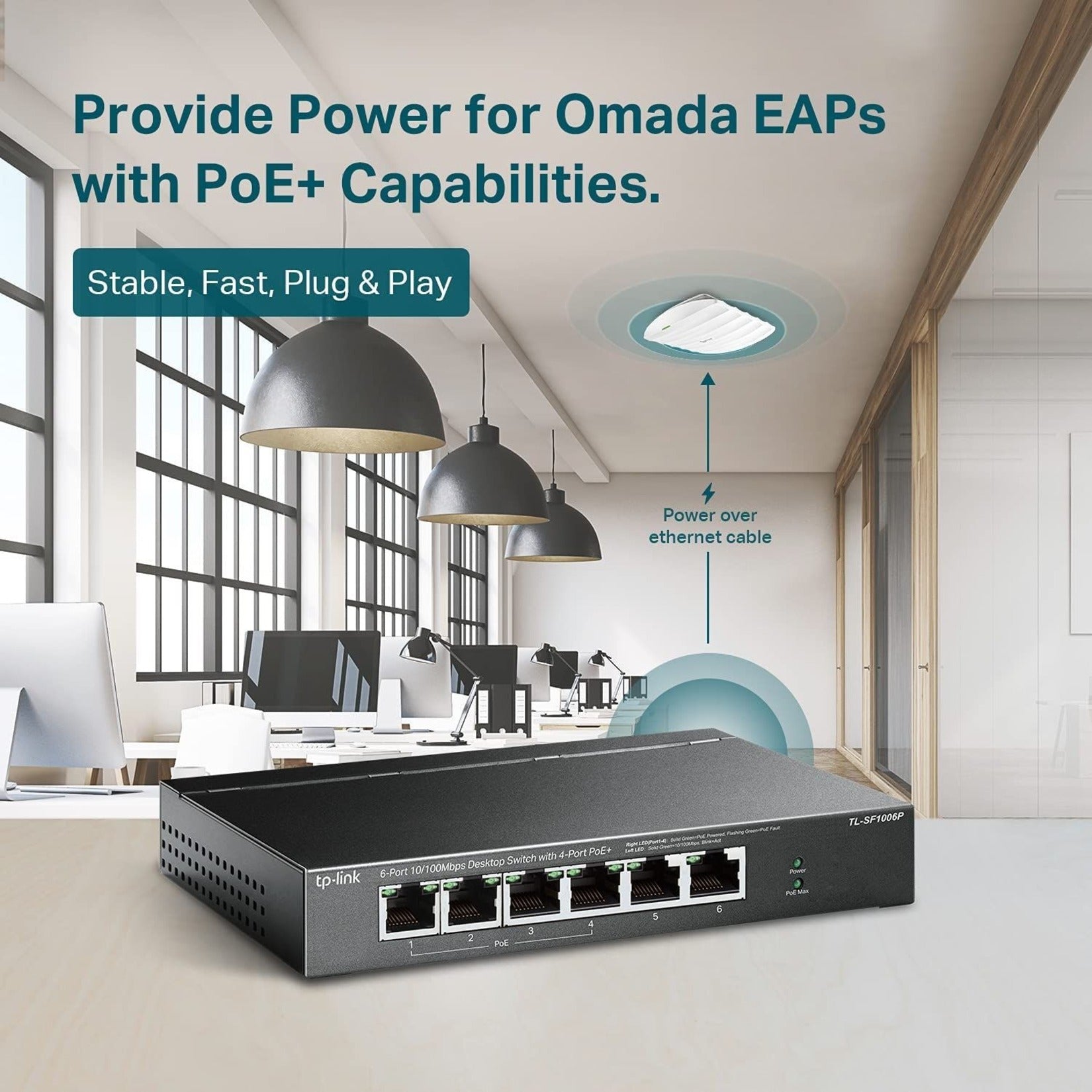 TP-Link TL-SF1006P 6-Port 10/100Mbps Desktop Switch with 4-Port PoE+ Easy Setup and Fast Network Expansion