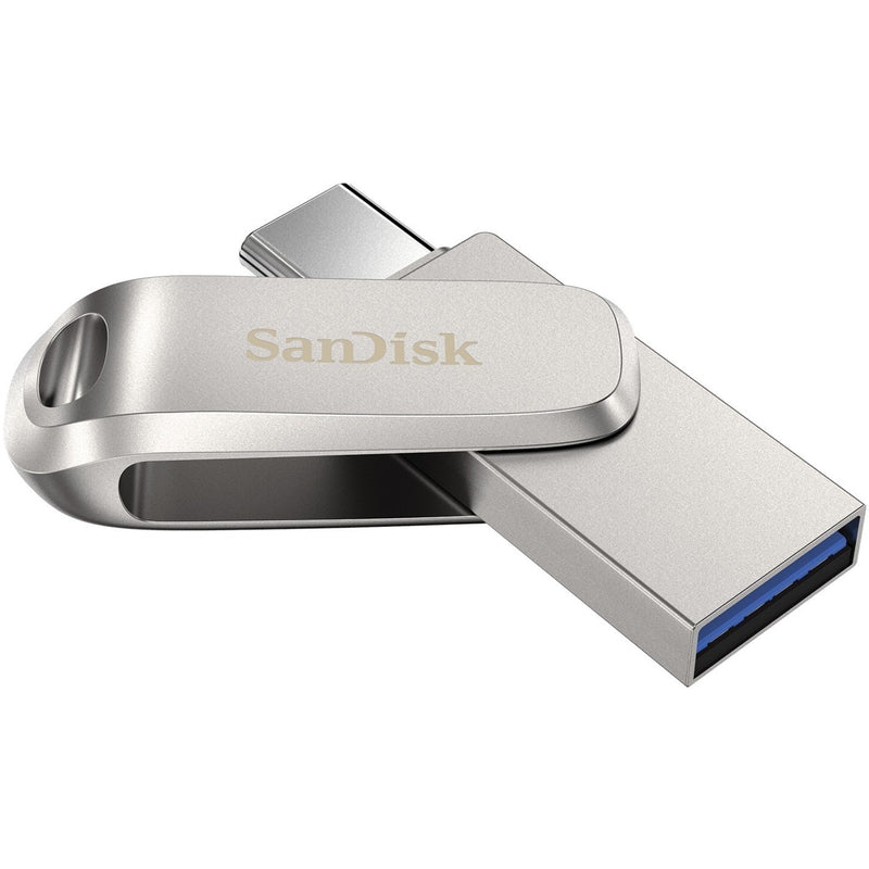 SanDisk Ultra Dual Drive Luxe showing USB-A connector with blue USB 3.0 port