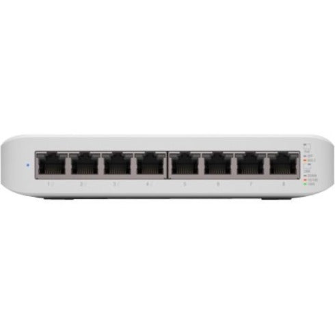 Top-down view of UniFi Switch Lite 8 PoE showing port arrangement and labeling