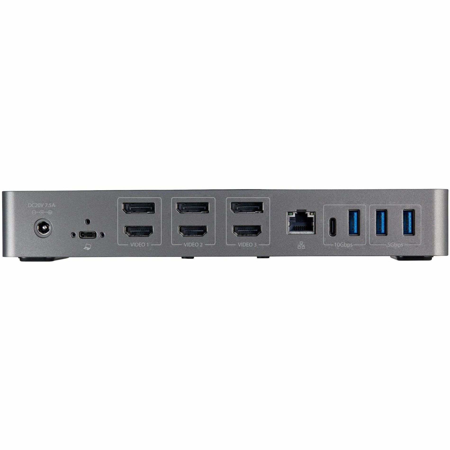 StarTech.com DK31C3HDPD Docking Station, 4K Triple Display USB-C Dock with HDMI, DisplayPort, USB Type-C, USB Type-A, Gigabit Ethernet, 85W Power Delivery