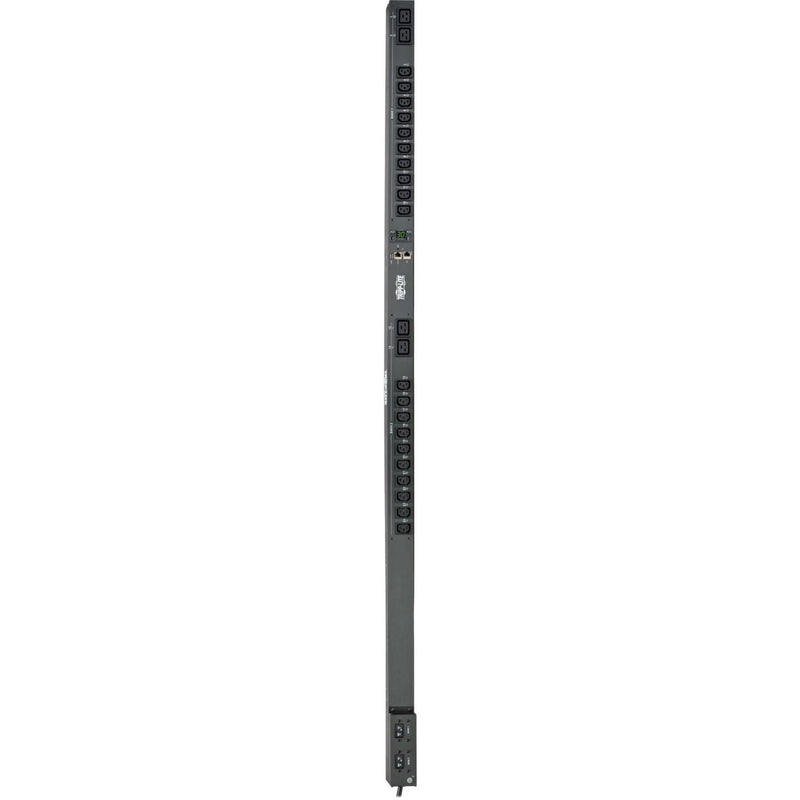 Full-length view of vertical Tripp Lite PDU showing outlet arrangement and form factor