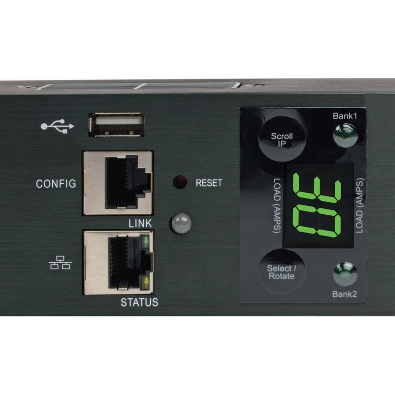 Network management interface of PDU showing ports and status indicators