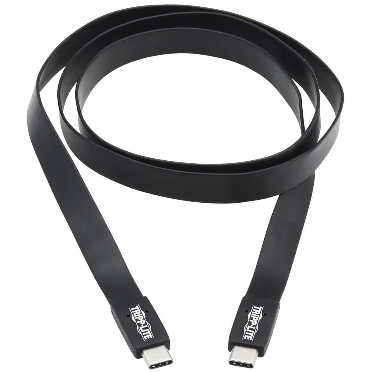 Full view of Tripp Lite flat USB-C cable showing tangle-resistant design-alternate-image3