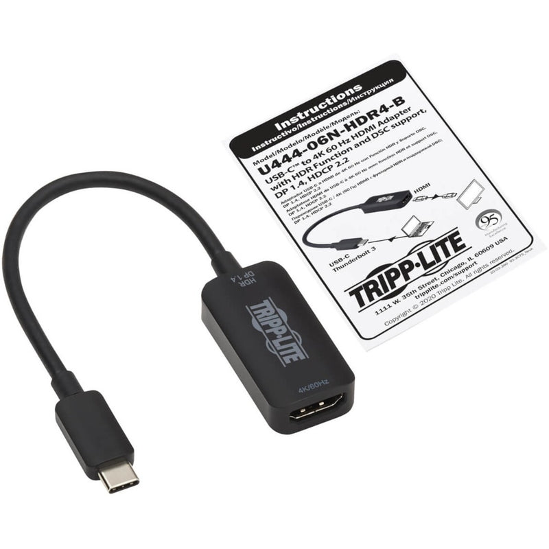 Tripp Lite USB-C to HDMI adapter with instruction manual