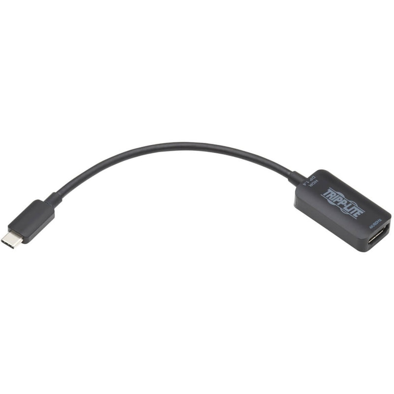 Side profile of Tripp Lite USB-C to HDMI adapter showing cable flexibility