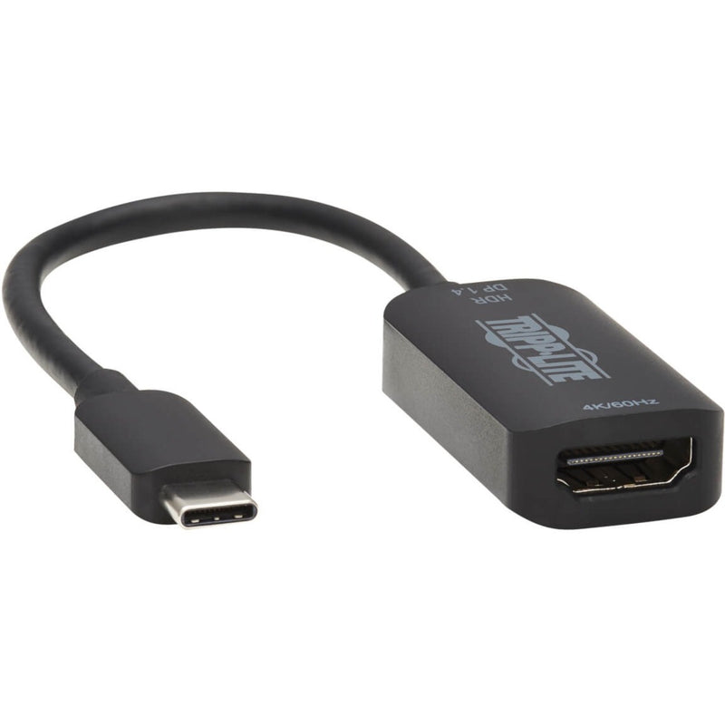 Tripp Lite USB-C to HDMI adapter showing full product view with curved cable and HDMI output