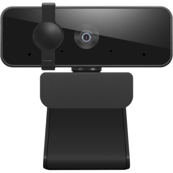 Front view of Lenovo Essential FHD Webcam displaying lens and mounting system