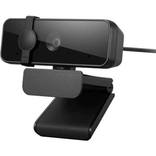 Angled view of Lenovo Essential FHD Webcam showing compact design