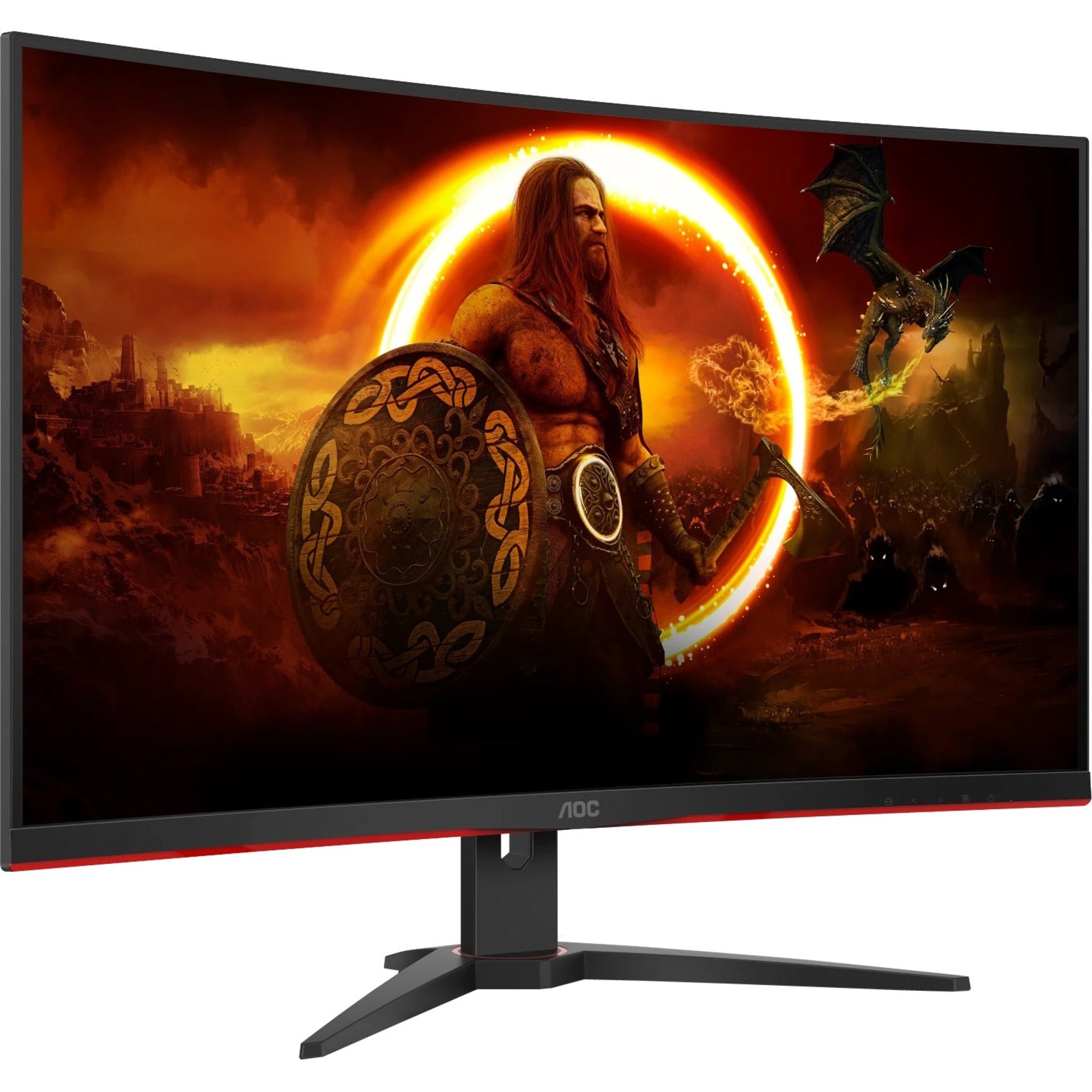 AOC C32G2E Curved Gaming Monitor, 31.5 Full HD, 165Hz Refresh Rate, FreeSync, Red/Black