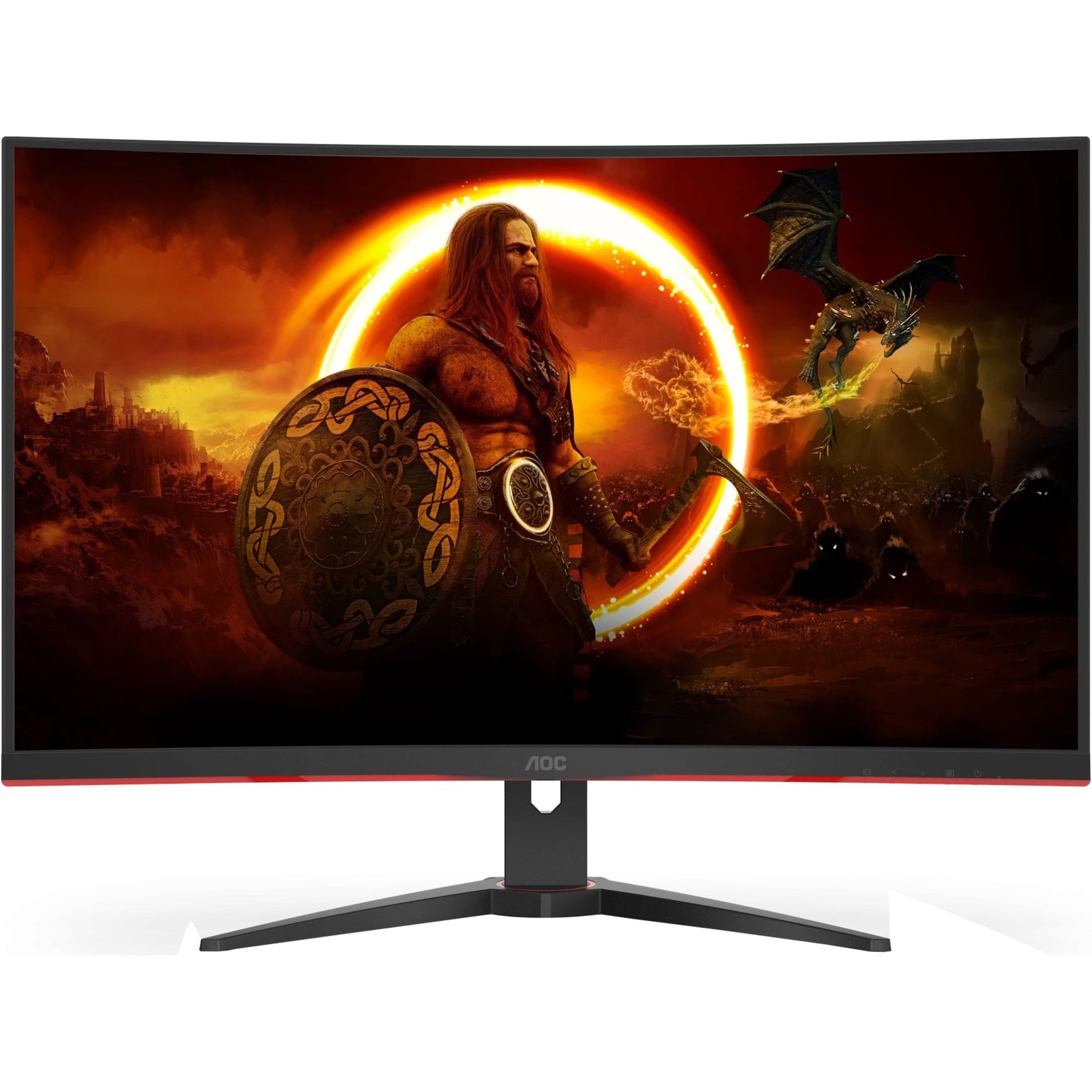 AOC C32G2E Curved Gaming Monitor, 31.5" Full HD, 165Hz Refresh Rate, FreeSync, Red/Black